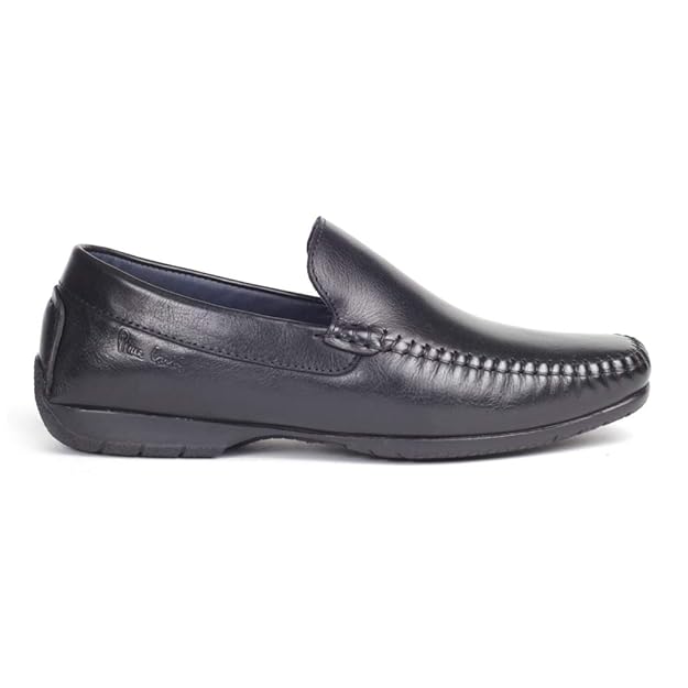 Pierre Cardin Men's Black Leather Moccasin -10 UK